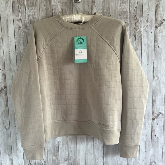 Marmot Tan Quilted Crewneck New Medium - Picture 1 of 4